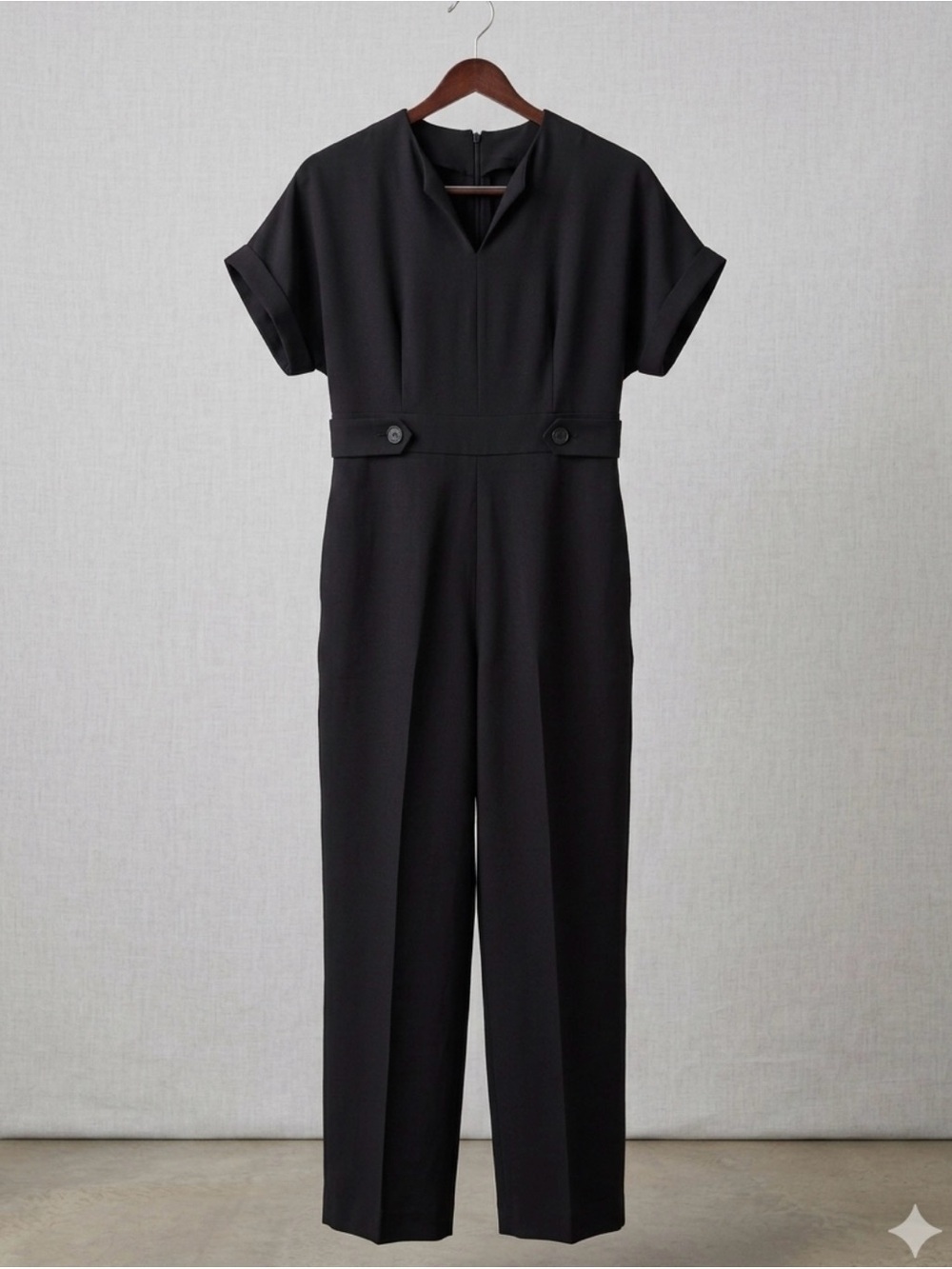 Classic Black Short-Sleeve Jumpsuit